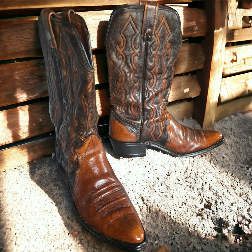 TEXAS IMPERIAL M137  ( 7 D ) Vintage Women's 2-Tone Leather Pointed Cowb…